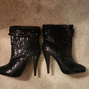 Newport News Black Sequin Ankle Booties